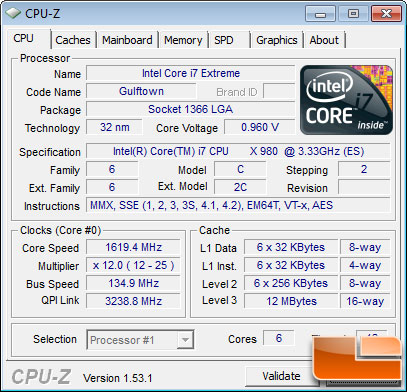 Intel Core i7-980X Extreme Processor Idle State