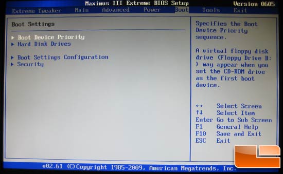 Asus Maximus III Extreme BIOS Boot Options