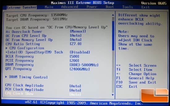 Asus Maximus III Extreme BIOS Overclocking