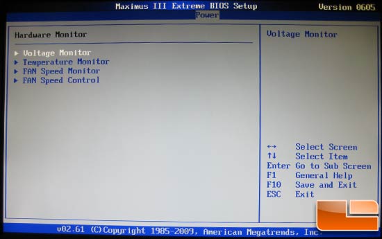 Asus Maximus III Extreme BIOS Monitoring