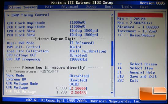 Asus Maximus III Extreme BIOS Overclocking PWM and Volts