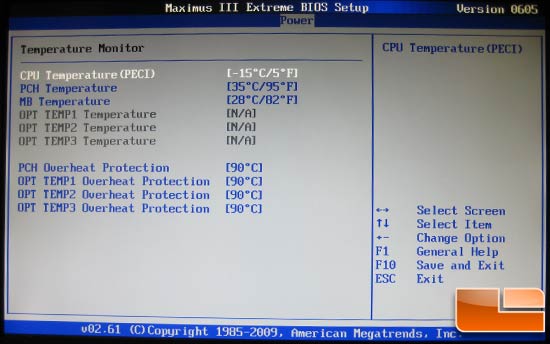 Asus Maximus III Extreme BIOS Temps Monitoring