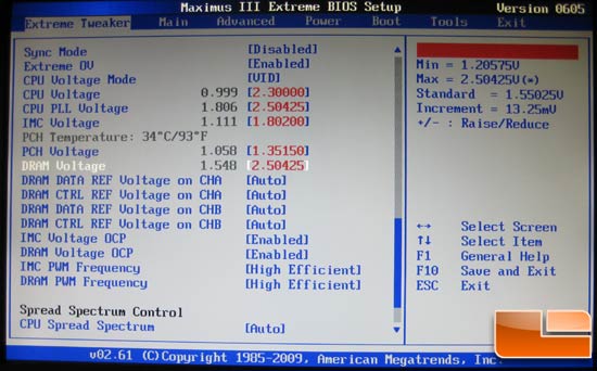 Asus Maximus III Extreme BIOS Voltages