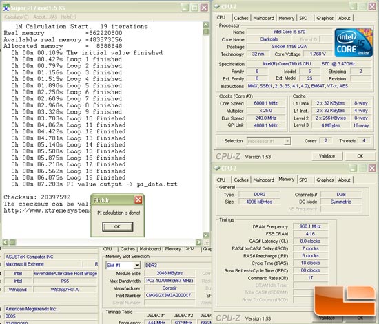 Asus Maximus III Extreme Overclocking 6GHz Super Pi 1M