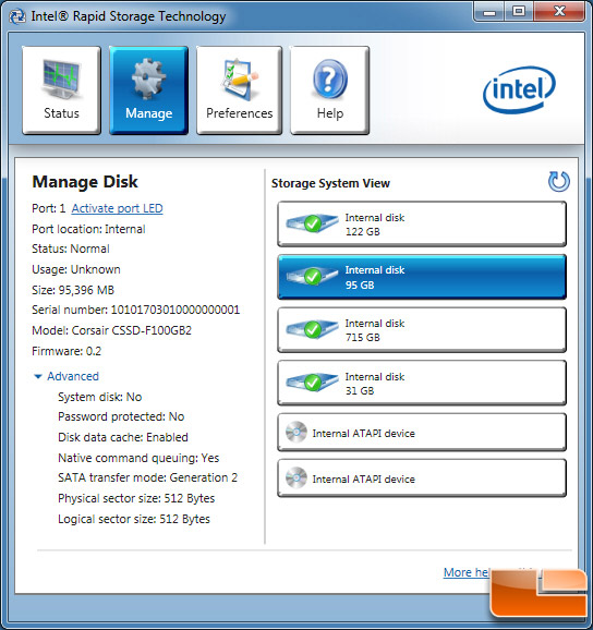 Corsair Force INTEL TOOL INFO