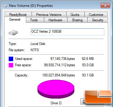 OCZ Vertex 2 100GB Actual Capacity