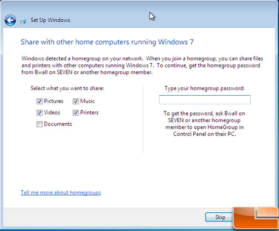 Windows 7 Homegroup Network