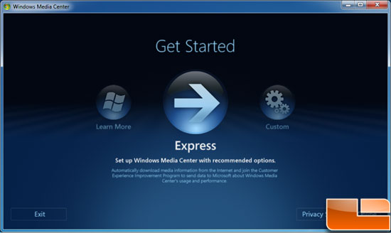 Windows 7 Media Center Setup