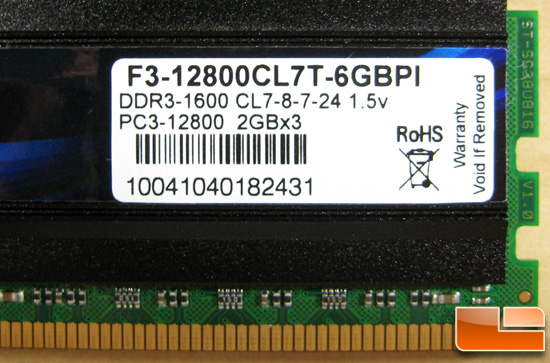 G.Skill 1600C7 PI Series Label