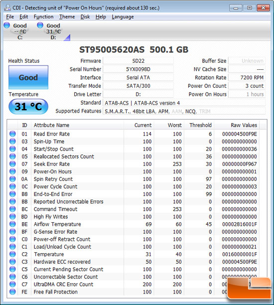 Seagate Momentus XT 500GB CDM Info