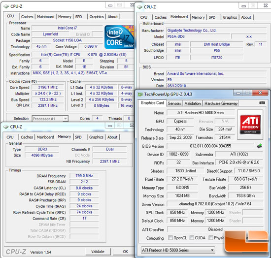 Intel P55 Test Settings