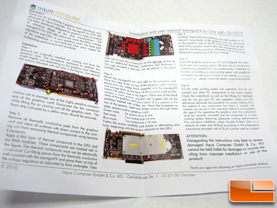 Aqua Computer auquagraFX for NVIDIA GeForce GTX 480 Video Card
