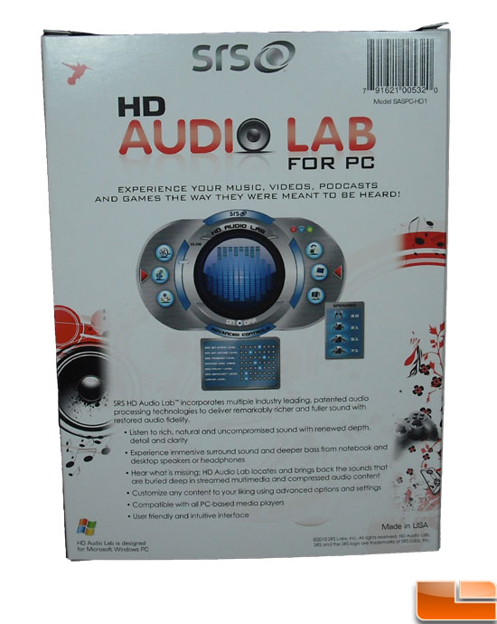 SRS Labs HD Audio Lab Box Back
