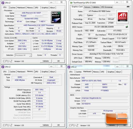 AMD Phenom II X6 1055T Test Bench Settings