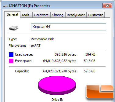 Kingston DataTraveler ultimate 64GB Actual Capacity