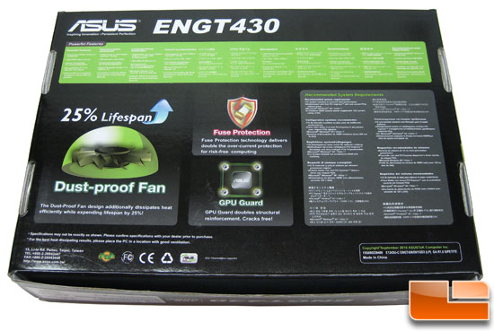 ASUS GeForce ENGT430 Top Video Card Retail Box Back