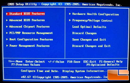 EVGA Classified SR-2 BIOS Main Menu