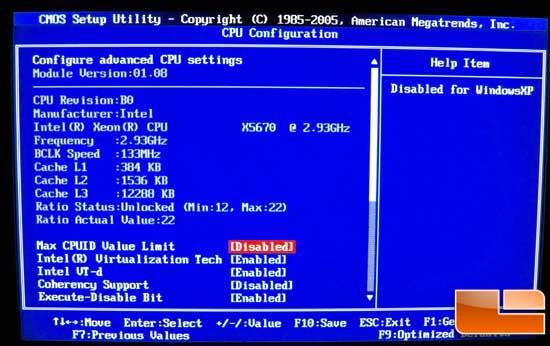 EVGA Classified SR-2 BIOS Main Menu