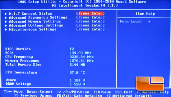 GIGABYTE GA-X58-USB3 System BIOS F2