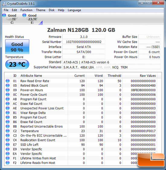 ZALMAN N SERIES CRYSTALDISKMARK INFO