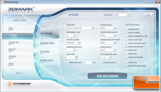 3DMark Vantage Settings