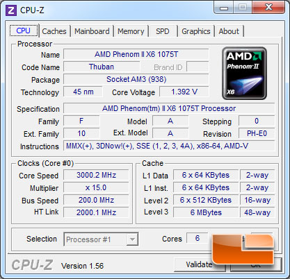 AMD Phenom II X6 1075 CPUz