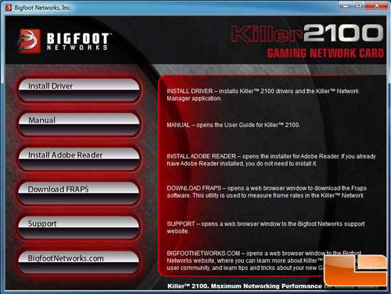 Bigfoot Networks Killer 2100 Retail Installation Disk