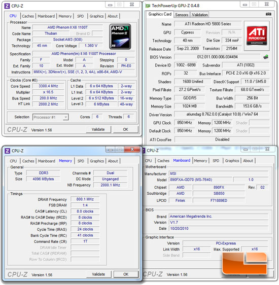 AMD Phenom II X6 1055T Test Bench Settings