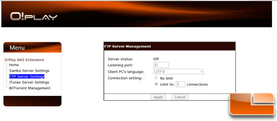 ASUS O!Play HD2 FTP Server