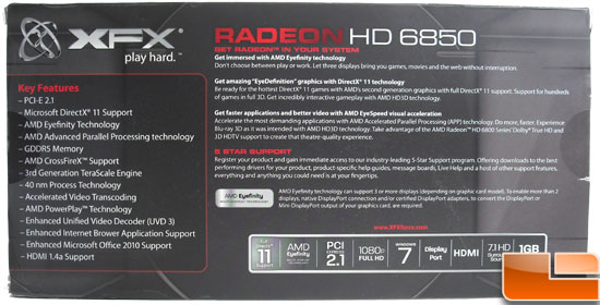 XFX Radeon HD 6850 Video Card Box Back