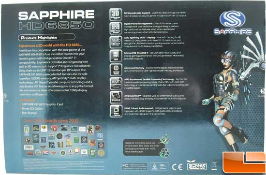 Sapphire Radeon HD 6850 Toxic Video Card Box Back