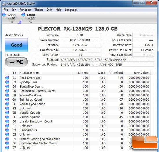 Plextor M2 Series CRYSTALDISKMARK INFO