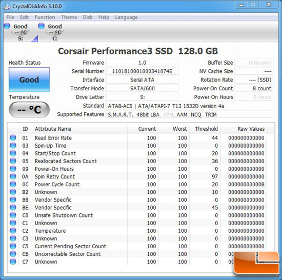 Corsair P3 Series CRYSTALDISKMARK INFO