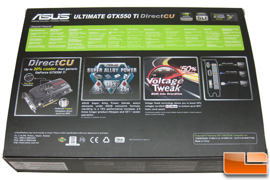 ASUS Ultimate GeForce ENGTX 550 Video Card Retail Box Back