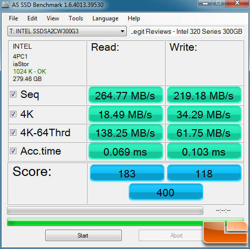 INTEL 320 Series AS-SSD