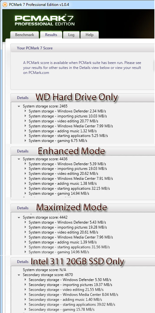 PCMark 7 Storage System Benchmark