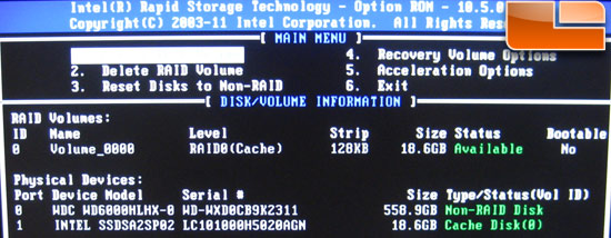 Intel RST 10.5 Driver Menu Intel RST 10.5 Driver Menu