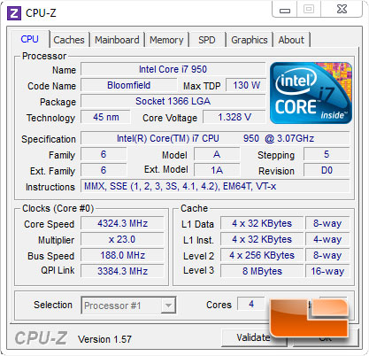GIGABYTE G1 Assassin X58 Motherboard Overclocked Intel Core i7 950 CPUz