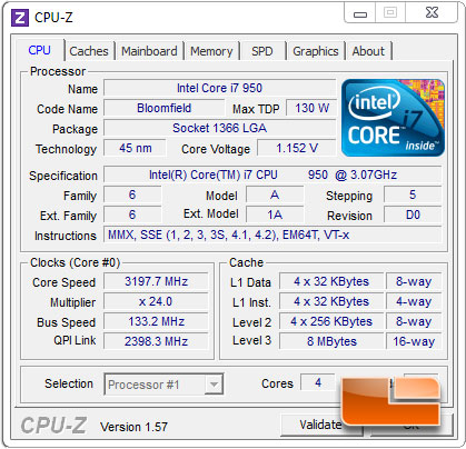 GIGABYTE G1 Assassin X58 Motherboard Intel Core i7 950 CPUz
