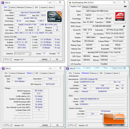 Intel Core i7 990X Extreme Edition Processor Test Settings