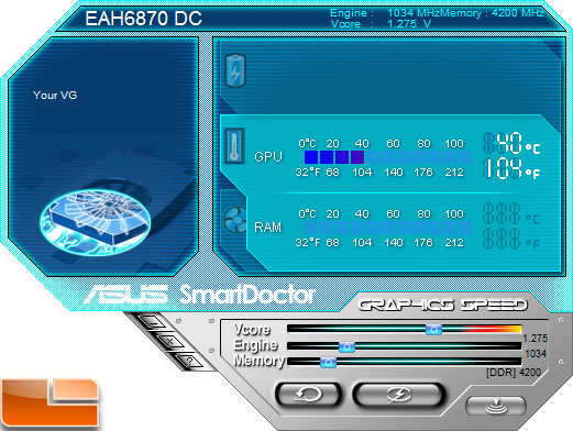 Asus Radeon HD 6870 Video Card Smart Doctor overclock