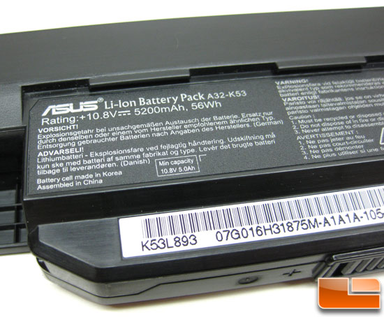 ASUS K53E Notebook Battery