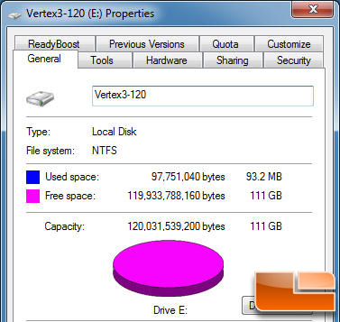 VERTEX 3 120GB Properties