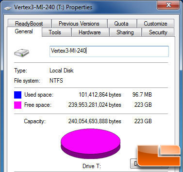 Vertex 3 MI 240GB Properties