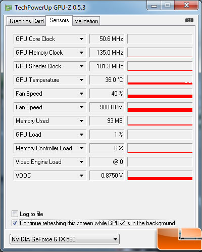 Gigabyte GeForce GTX 560 OC Video Card Idle Temp