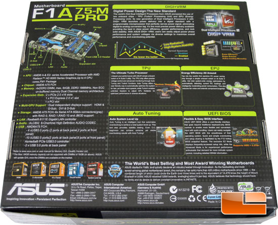 ASUS F1A75-M Pro APU Motherboard Retail Packaging and Bundle
