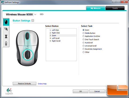 Logitech M305 SetPoint Software