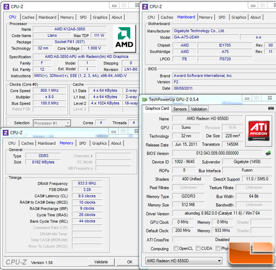 AMD Socket FM1 Test Settings