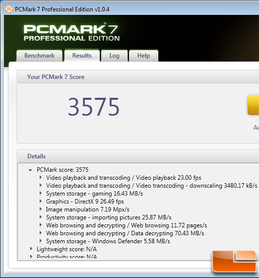 PCMark Vantage Benchmarking