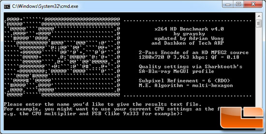 x264 HD Encoding Benchmark x264 HD Encoding Benchmark